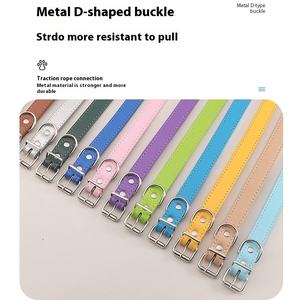 Collar de perro de cuero PU ajustable de lujo con hebilla de Metal anillo en D cinturón de collar de entrenamiento de estilo Simple moderno para perros y gatos - Product Image 3