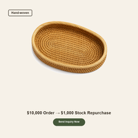 Panier de rangement ovale en rotin tressé à la main, écologique, gain de place, multifonctionnel, pour pain, fruits, décoration de table de cuisine, OEM