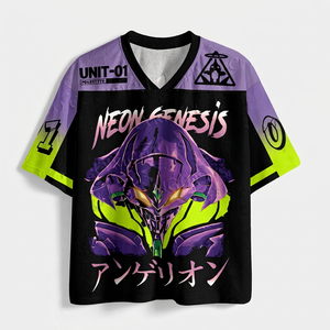 T-shirt en jersey 100 % coton sublimé, motif anime néon 01, coupe classique, col rond, manches courtes, respirant, séchage rapide, imprimé Mecha - Product Image 1