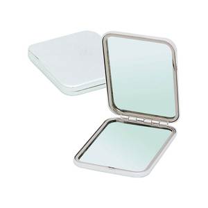 Compact Square Makeup <b>Mirror</b> 45x60 Mm Dual Side With Silver Frame For <b>Travel</b> And Daily Use - Product Image 1