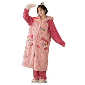 Pyjamas d'hiver pour femmes Coral Fleece Flannel Nightgown Suit Fleece-lined Cute Pyjamas Sleepwear Sets - Product Image 4