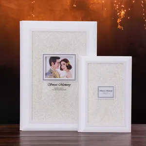 热销设计UV印刷pvc相册 8x12 和 12x18 经典白色陶瓷水晶婚礼数码相册封面