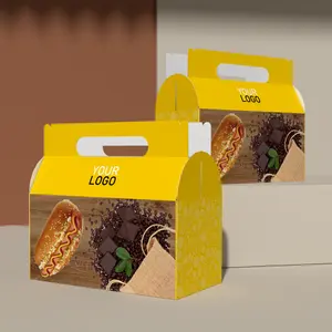 批发食品级可生物降解纸盒热狗汉堡水果三明治包装盒