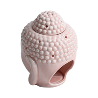 Buddha Head Brûleur d'huile aromatique et diffuseur d'encens Bougeoir en céramique pour la méditation Bois de santal et inhalation d'encens