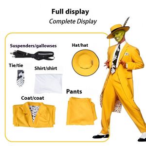 Ensemble de costume de performance jaune inspiré de Jim Carrey, déguisement de personnage facial pour Halloween avec composants, costumes d'anime - Product Image 4