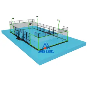 中国奥河帕德尔球场制造商国际标准全景玻璃便携式帕德尔网球场出厂价格