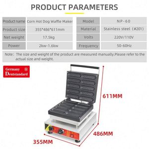 เครื่องทำวาฟเฟิลให้ NP-60ร้อนสุนัขข้าวโพดฮอทด็อกเครื่องทำวาฟเฟิลขนมเชิงพาณิชย์เครื่องทำวาฟเฟิล - Product Image 5