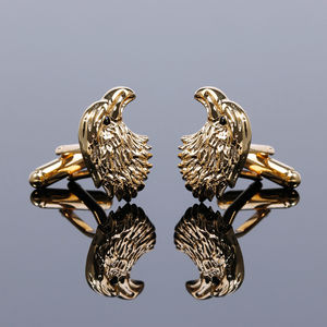 Mens Cufflink <b>Gift</b> Set Hot-selling Luxury Gold-<b>bronze</b> Men's Shirt Cufflinks with Black Diamond Eagle Head Design - Product Image 1