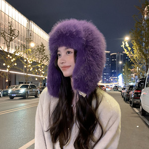 Chapeau de <span class=keywords><strong>trappeur</strong></span> pour femme Chapeaux d'hiver en fausse fourrure russe avec boucle Trooper Chapeau d'hiver chaud Ski Cyclisme Oreille Rabat - Product Image 5