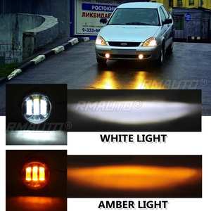 2 pièces, feux antibrouillard LED ronds de 3,5 pouces, 30W, 3000LM, ambre blanc, pour Lada Priora, 12V, 24V, feux antibrouillard pour voitures, 16W - Product Image 2