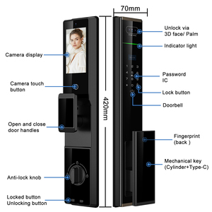 Serratura Intelligente Biometrica Impermeabile con Riconoscimento Facciale 3D, Wi-Fi Tuya, Impronta Digitale e Telecamera - Product Image 6