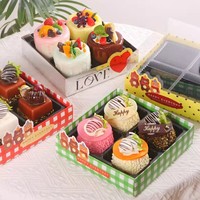 Boîte à gâteau carrée à quatre compartiments style influenceur, ensemble de quatre pièces, transparente, épaissie, portable, pour le stockage des repas
