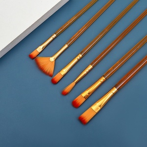 Ensemble de 6 pinceaux pour peinture à l'huile et à l'<span class=keywords><strong>aquarelle</strong></span>, manche en plastique, <span class=keywords><strong>kit</strong></span> d'outils de peinture en stock, vente en gros - Product Image 2