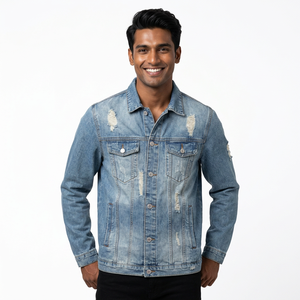 2026 Men's Best-Selling <b>Slim</b> <b>Fit</b> Jean <b>Jacket</b> High Street Style Casual Long Sleeve Hood High Fabric Quality for Spring - Product Image 1