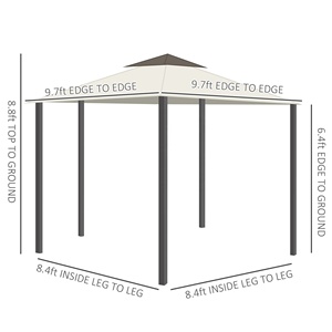 <span class=keywords><strong>Abri</strong></span> d'extérieur en aluminium blanc crème 10 'X 10' avec filet de <span class=keywords><strong>toit</strong></span> à double niveau et rideaux pour <span class=keywords><strong>jardin</strong></span> et pelouse - Product Image 5