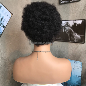 Perruque Courte <span class=keywords><strong>Afro</strong></span> Frisée Pixie Cut Pas Chère en <span class=keywords><strong>Cheveux</strong></span> Humains, Perruque Brésilienne 13*1 Lace Front Transparente pour Femmes Noires - Product Image 4