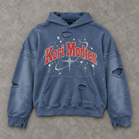 Sweat-shirt à capuche vintage pour homme, délavé, déchiré, surdimensionné, style streetwear, avec logo personnalisé