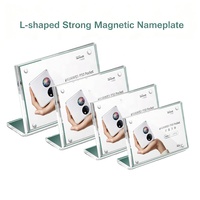 Support de présentation de carte de table en acrylique magnétique double face en forme de L, découpé au laser moderne, recyclable et résistant