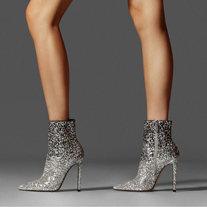 Anmairon, zapatos de lujo, botines de mujer con punta puntiaguda de cuero brillante - Product Image 2