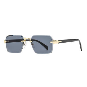 Nuevas Gafas de Sol Sin Marco con Lentes Biseladas UV400 para Mujer, Lentes de PC con Degradado Negro, Protección Solar Tipo 3 - Product Image 1