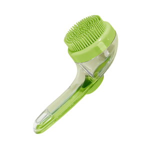 Brosse de bain ergonomique en silicone souple pour animaux de compagnie avec trou de suspension, peigne pour chiens et chats avec éliminateur de poils pour le démêlage et le nettoyage - Product Image 1