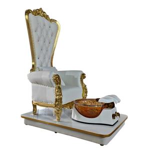 Fauteuil de pédicure et de manucure de luxe blanc avec siège inclinable, lampe LED, baignoire sans tuyau, capitonnage en PU pour salon de manucure - Product Image 2