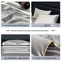 Parure de lit quatre pièces en soie glacée rafraîchissante pour l'été, garnissage en fibre de polyester, style moderne et minimaliste, idéale pour les étudiants
