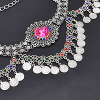 Chaîne de taille pour femmes, pièce de monnaie, culotte de ventre, gitane turque, bijoux bohème Vintage, plaqué argent