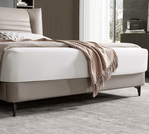 Lit Moderne Personnalisable Grand Format (King Size) <span class=keywords><strong>avec</strong></span> Cadre Rembourré en Bois de Pin, Panneaux en Contreplaqué, <span class=keywords><strong>Sommier</strong></span> <span class=keywords><strong>à</strong></span> <span class=keywords><strong>Lattes</strong></span> et Revêtement en Cuir PU ou Velours - Product Image 4