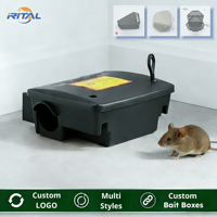 Boîte à appâts réutilisable en plastique pour rongeurs, grande taille, noire, pour souris et rats, vente en gros, station d'appâtage extérieure pour rats