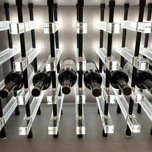 Estante para Botellas de Vino de Aleación de Aluminio con Tubo Redondo, Soporte para Botellas de Vino de Acrílico Cristalino Emisor de Luz, Diseño Simple y Moderno - Product Image 1