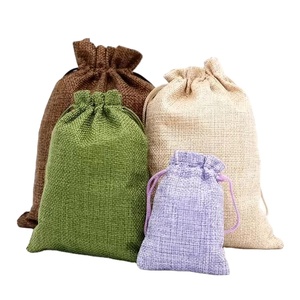 Custom Logo Cotton Linen Jute Drawstring <b>Bag</b> Patterned Letter Design Wedding Candy <b>Gift</b> Pouch - Product Image 1