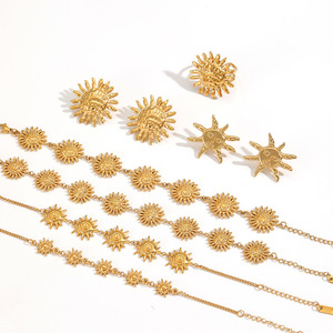 Sunflower Stainless Steel Jewelry <b>Set</b> For Women Gift Elegant <b>Bracelet</b> Earrings Fashion Accessories - Product Image 4