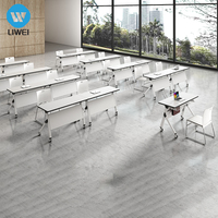 Table de formation multifonctionnelle pliable et extensible LIWEI, plateau en bois, bureau de conférence moderne, pieds en acier, mobilier de bureau