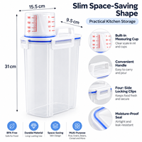 Conteneur de stockage de céréales hermétique, boîte de conservation alimentaire en plastique transparent avec tasse graduée pour l'organisation du garde-manger de la cuisine