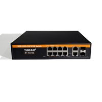 TINCAM OEM SKD Switch PoE Gigabit Inteligente de 8 Puertos, 2 Uplink de 1000M, 2 SFP, 802.3 BT, Potencia de 200W, VLAN, Switch de Red para Cámaras IP CCTV