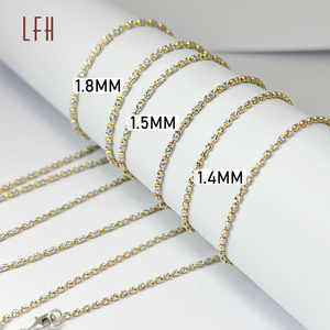 Cadena de eslabones de oro puro de 18k con bolas de micro Diamante, joyería ostentosa, cadena de eslabones de oro sólido de 18k, venta al por mayor - Product Image 6