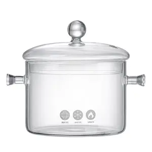 3000ml透明透明高ホウケイ酸ガラスミルクポットインスタントヌードルボウル蓋付き耐熱調理鍋