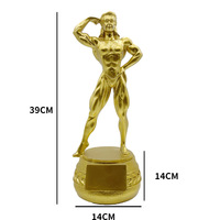 Sculpture de championne de fitness en résine, figurine de bodybuilder féminine, sculptée et peinte à la main, finition or antique, vente en gros