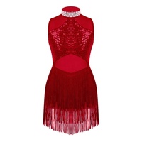 6-16 Enfant Gymnastique Vêtements Stage Performance Danse Porter Costumes Paillettes Enfants Fille Danse Latine Robe