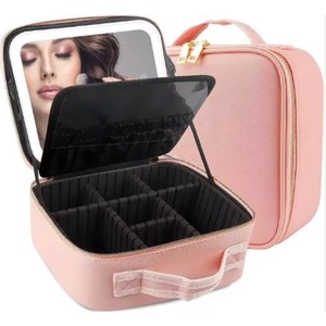 Étui à cosmétiques avec miroir LED, grande capacité, sac de voyage portable, boîte à maquillage de bureau, échantillon gratuit - Product Image 1