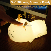 Veilleuse en silicone en forme de cerf mignon, lumière blanche chaude, LED RGB, batterie Li-ion rechargeable, contrôle tactile, décoration de chambre d'enfant, Noël