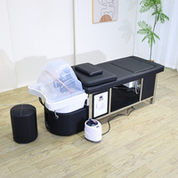 Lit de lavage moderne noir en cuir synthétique avec cadre en acier inoxydable, éponge haute densité et bassin en acrylique pour salle de bain et hôtel