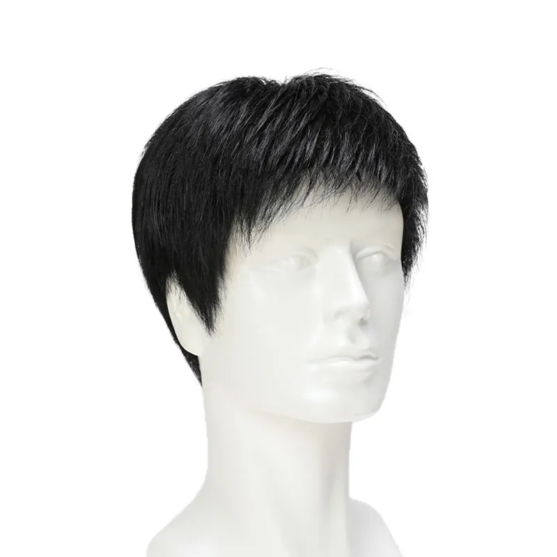 Wig pria fashion kualitas tinggi mesin rambut manusia Topper 100 pria Hiar asli Wig pria harga rendah langsung dari pabrik