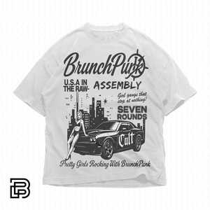 T-shirt BrunchPunk Oversize Unisex con Stampa Grafica City Look Vintage Estetica Skater - Product Image 1