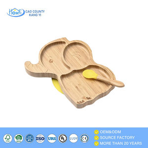Plateau de petit-déjeuner de plateau de nourriture d'aspiration de bébé en bambou en forme d'animal adorable de haute qualité - Product Image 1