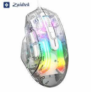 Souris de jeu filaire USB programmable à 6 boutons RGB Macro, optique 1000 Hz, entièrement transparente en cristal - Product Image 3