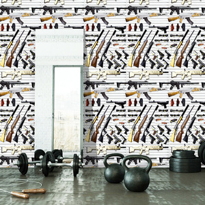 Autocollant mural créatif en forme de pistolet, en PVC, étanche, pour la décoration de la maison, 45CM x 10M, forme irrégulière, 3DSA1039 - Product Image 1