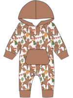 Barboteuse à capuche ODM OEM pour tout-petits Super Skin-friendly Kids Casual and Daily Adorable Prints Onesie Unisex for Domestic Life