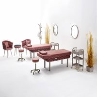 Table de massage pour spa facial, revêtement en tissu, hauteur réglable avec rangement pour salon de beauté, spa, salle de physiothérapie